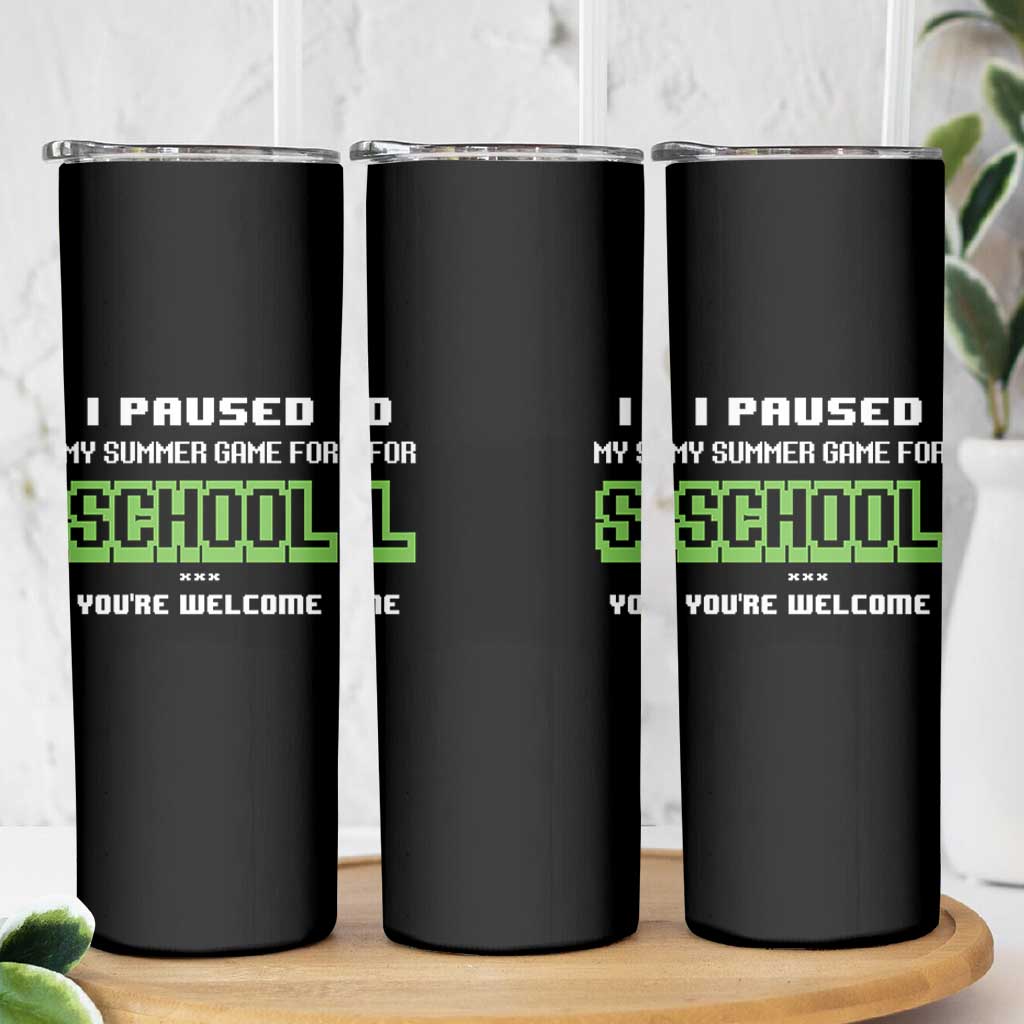 Funny Bruh Back To School Skinny Tumbler Here We Go Again Happy First Day Of School - Wonder Print Shop