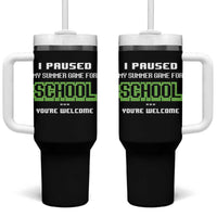 Funny Bruh Back To School Tumbler With Handle Here We Go Again Happy First Day Of School - Wonder Print Shop