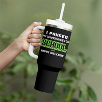 Funny Bruh Back To School Tumbler With Handle Here We Go Again Happy First Day Of School - Wonder Print Shop
