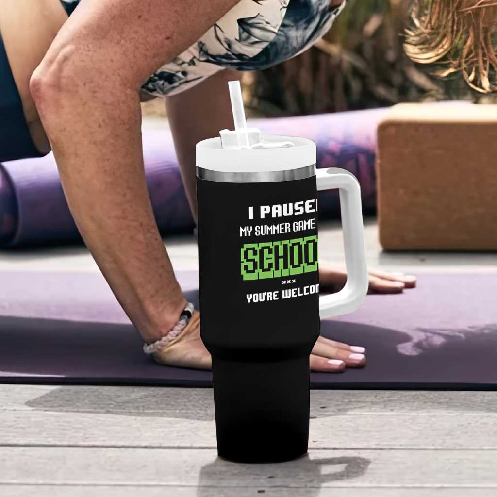 Funny Bruh Back To School Tumbler With Handle Here We Go Again Happy First Day Of School - Wonder Print Shop