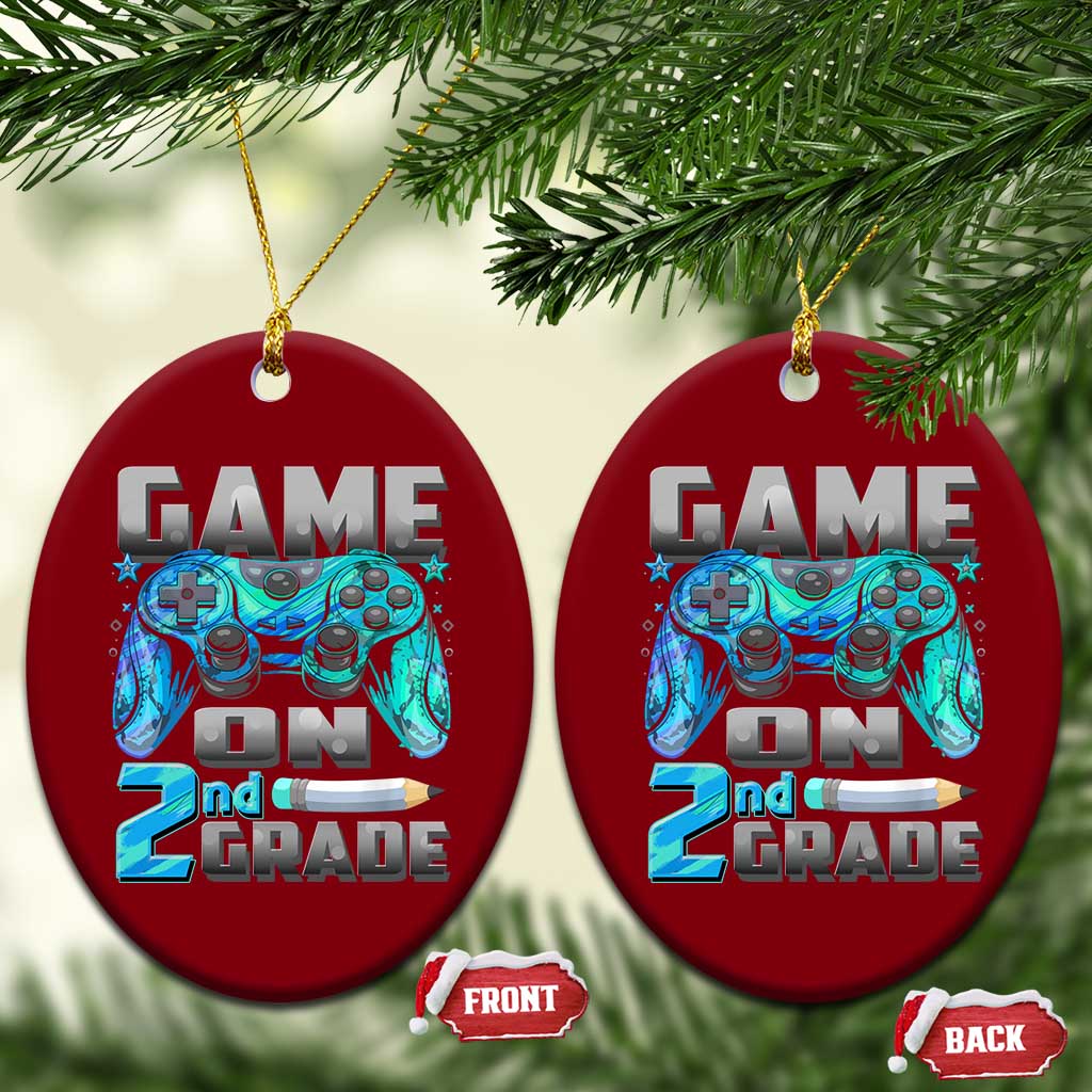 Back to School 2nd Grade Gamer Ceramic Ornament Boys Kids Back To School First Day - Wonder Print Shop