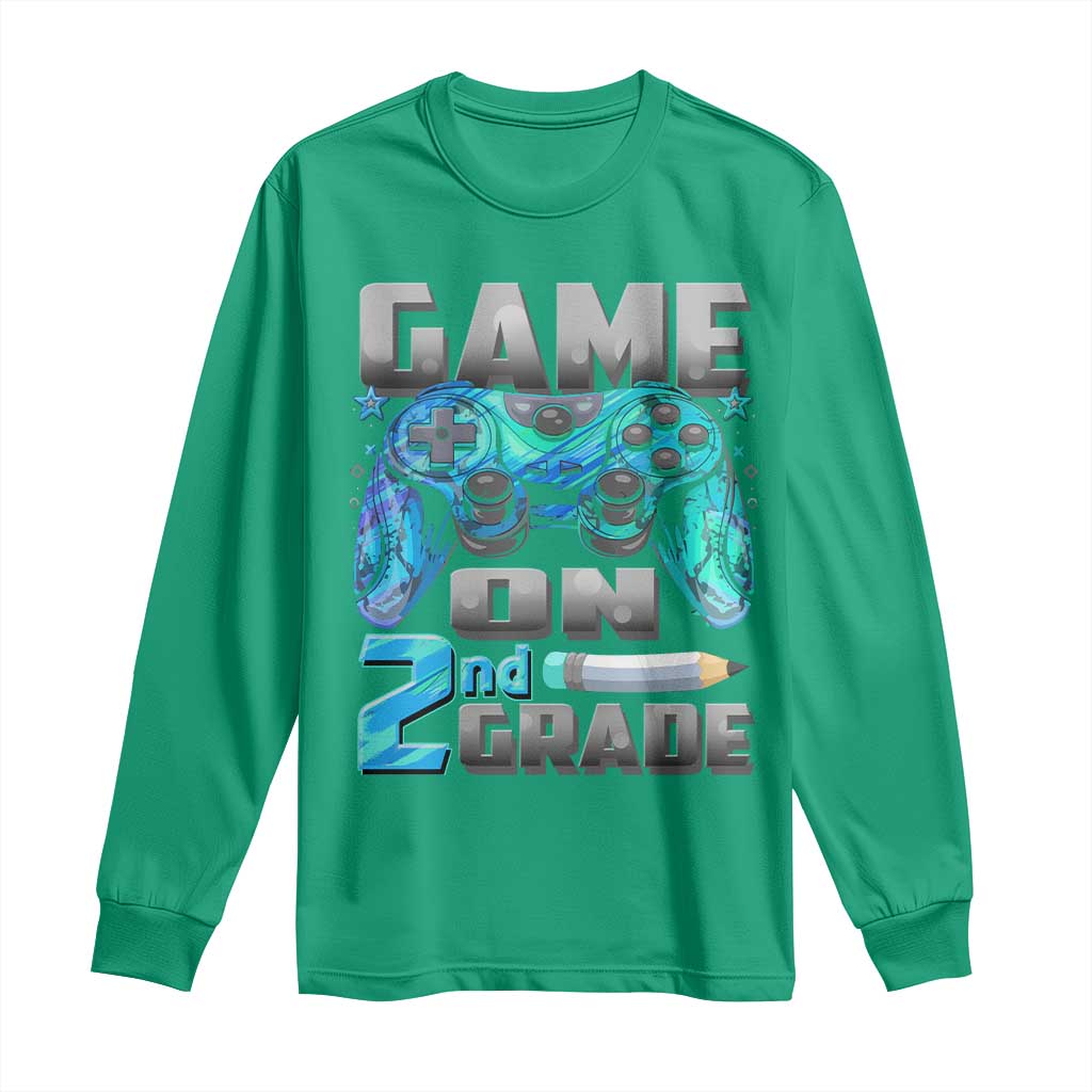 Back to School 2nd Grade Gamer Long Sleeve Shirt Boys Kids Back To School First Day - Wonder Print Shop