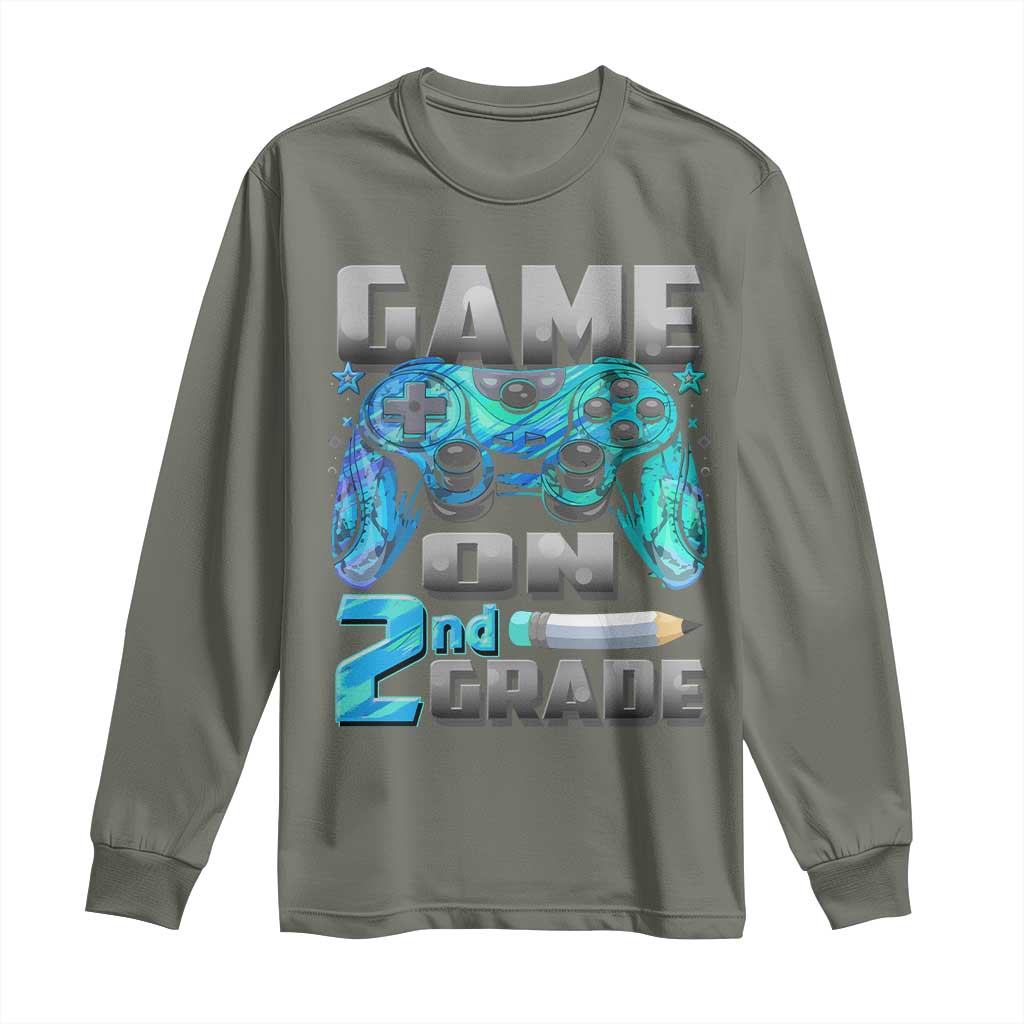 Back to School 2nd Grade Gamer Long Sleeve Shirt Boys Kids Back To School First Day - Wonder Print Shop
