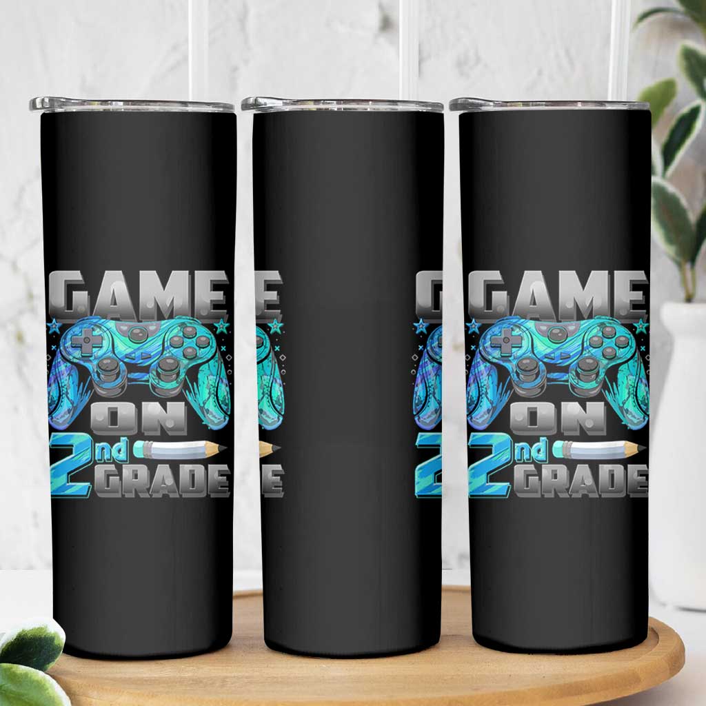Back to School 2nd Grade Gamer Skinny Tumbler Boys Kids Back To School First Day - Wonder Print Shop