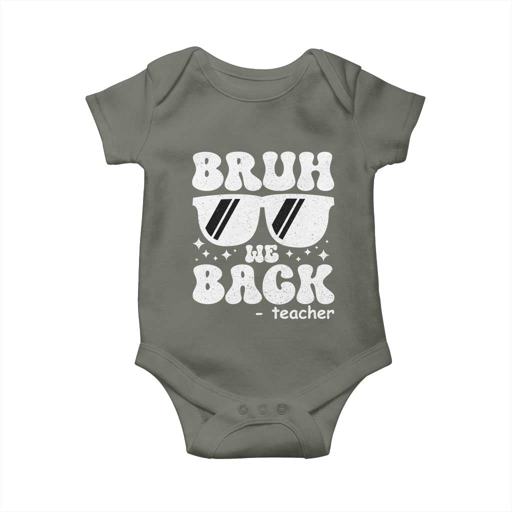 Bruh We Back Teacher Baby Onesie Funny Back To School Gen A Slang Sunglasses - Wonder Print Shop