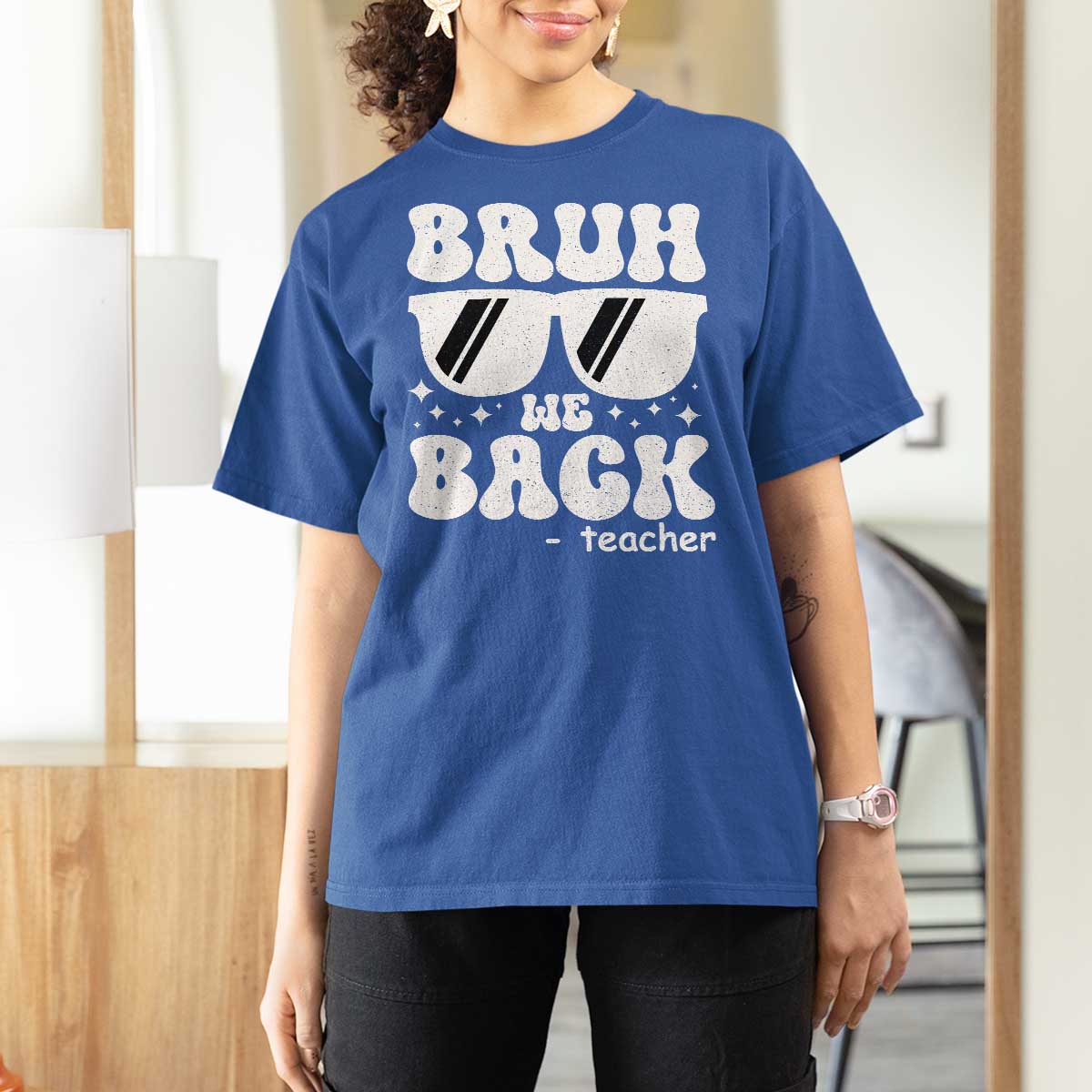 Bruh We Back Teacher T Shirt For Women Funny Back To School Gen A Slang Sunglasses - Wonder Print Shop