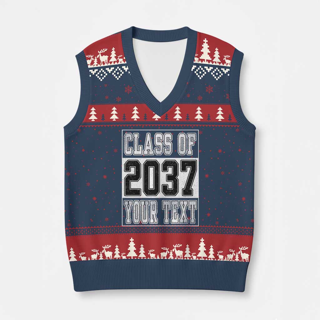 Personalized Class of 2037 V-Neck Knit Sweater Vest Custom Name Grow With Me To Graduation - Wonder Print Shop