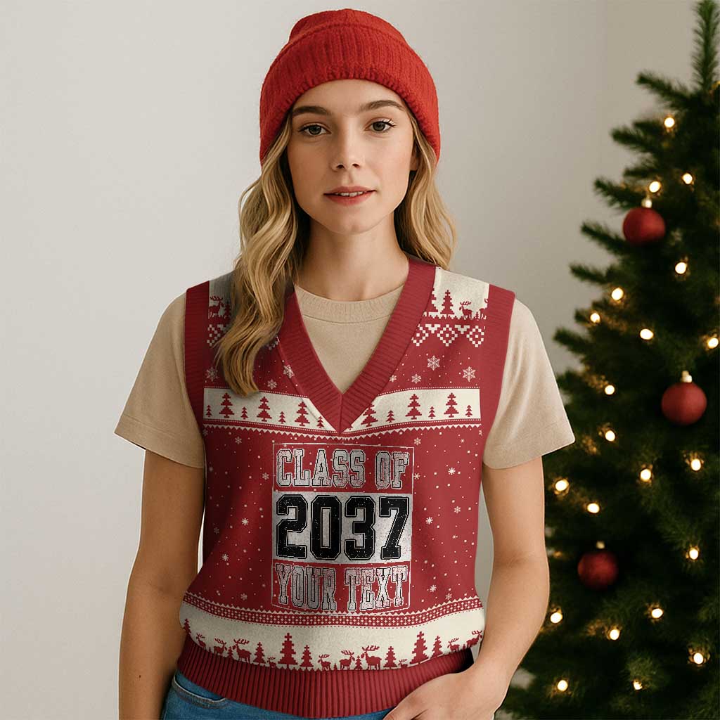 Personalized Class of 2037 V-Neck Knit Sweater Vest Custom Name Grow With Me To Graduation - Wonder Print Shop