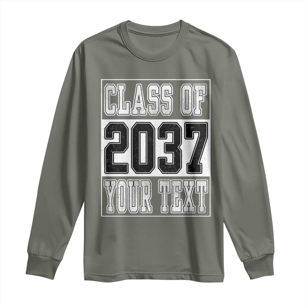 Personalized Class of 2037 Long Sleeve Shirt Custom Name Grow With Me To Graduation - Wonder Print Shop
