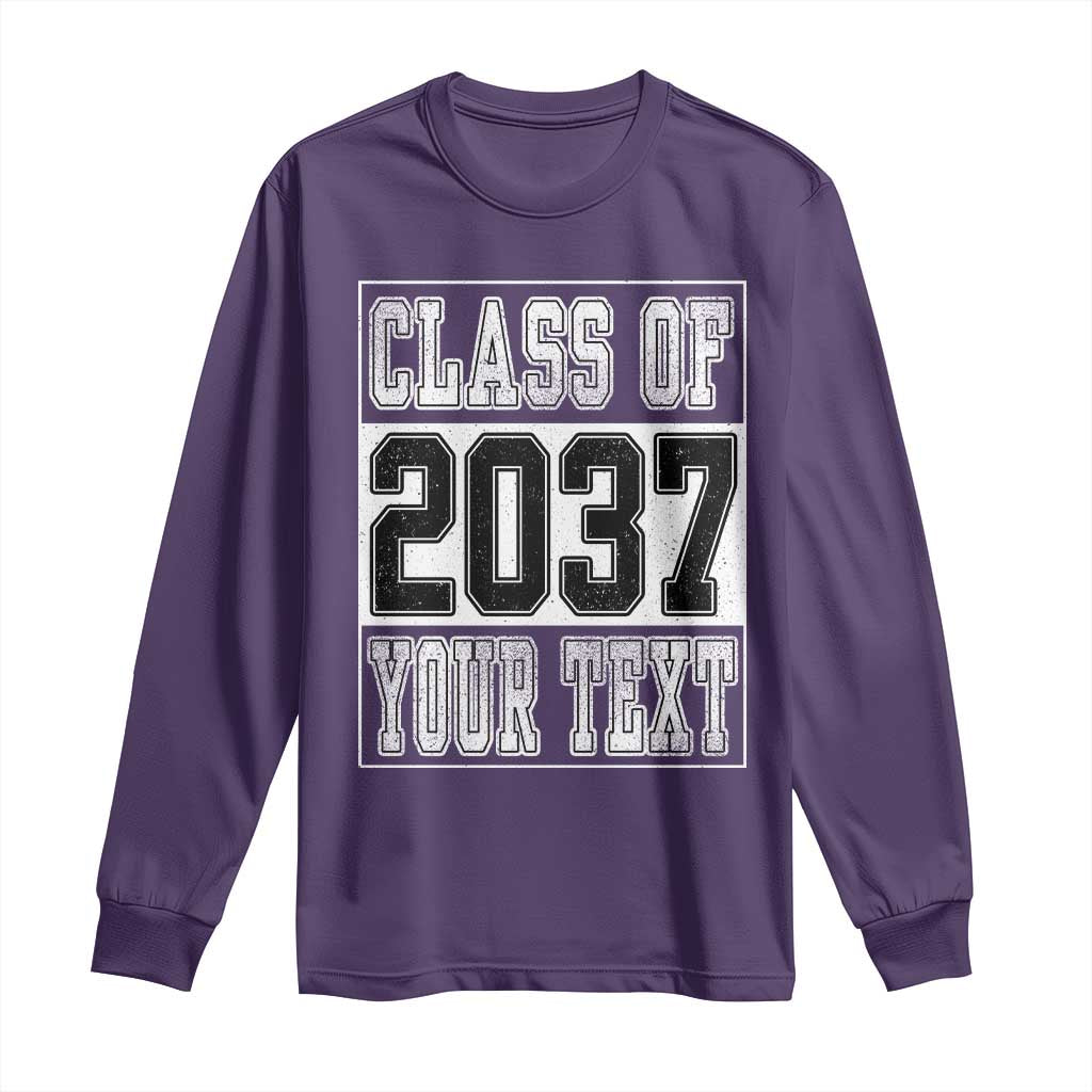 Personalized Class of 2037 Long Sleeve Shirt Custom Name Grow With Me To Graduation - Wonder Print Shop