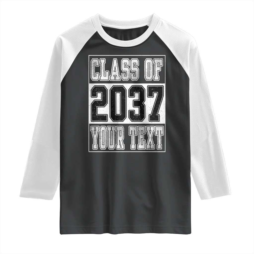 Personalized Class of 2037 Raglan Shirt Custom Name Grow With Me To Graduation - Wonder Print Shop