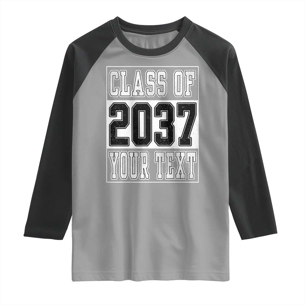 Personalized Class of 2037 Raglan Shirt Custom Name Grow With Me To Graduation - Wonder Print Shop