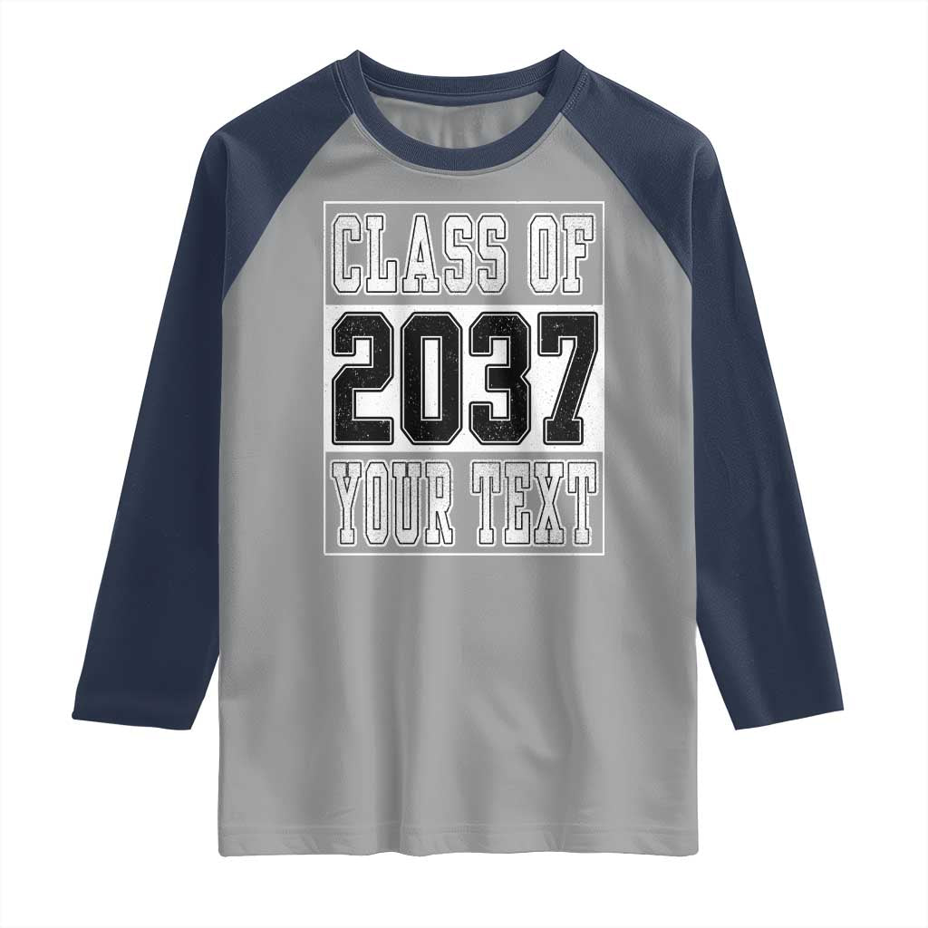 Personalized Class of 2037 Raglan Shirt Custom Name Grow With Me To Graduation - Wonder Print Shop