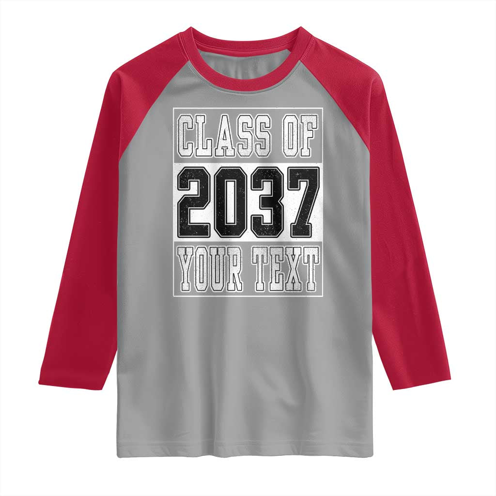 Personalized Class of 2037 Raglan Shirt Custom Name Grow With Me To Graduation - Wonder Print Shop