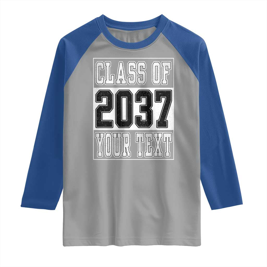 Personalized Class of 2037 Raglan Shirt Custom Name Grow With Me To Graduation - Wonder Print Shop