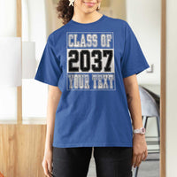 Personalized Class of 2037 T Shirt For Women Custom Name Grow With Me To Graduation - Wonder Print Shop