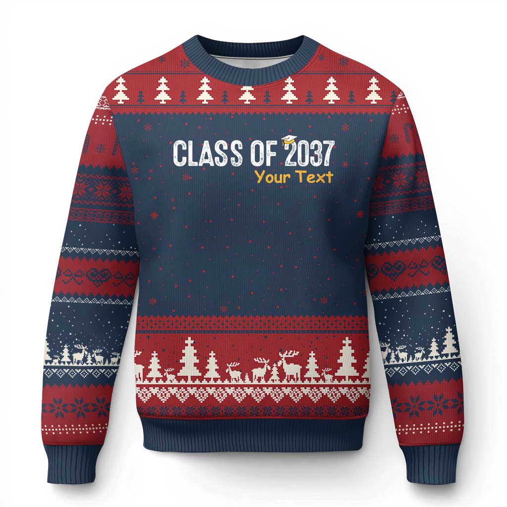 Personalized Class of 2037 Ugly Christmas Sweater Custom Name Grow With Me Graduation - Wonder Print Shop