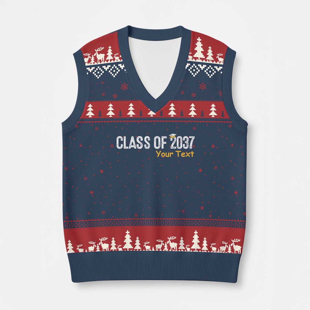 Personalized Class of 2037 V-Neck Knit Sweater Vest Custom Name Grow With Me Graduation - Wonder Print Shop