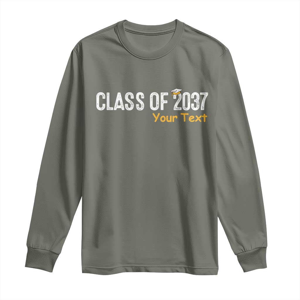 Personalized Class of 2037 Long Sleeve Shirt Custom Name Grow With Me Graduation - Wonder Print Shop