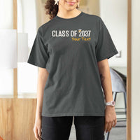 Personalized Class of 2037 T Shirt For Women Custom Name Grow With Me Graduation - Wonder Print Shop