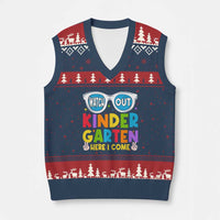 Back to School Kinder V-Neck Knit Sweater Vest Funny Kindergarten Teacher Team - Wonder Print Shop