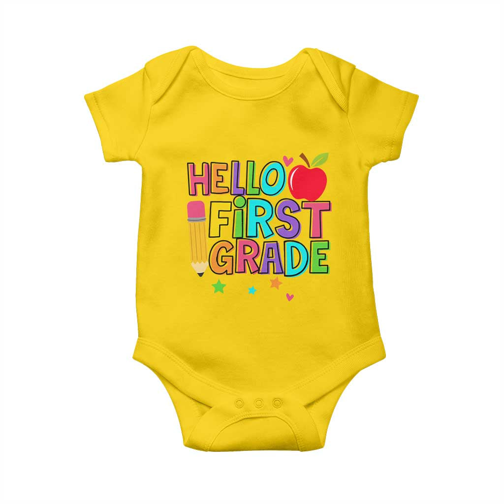 Hello First Grade Teacher Baby Onesie Back To School 1st Grade Team - Wonder Print Shop