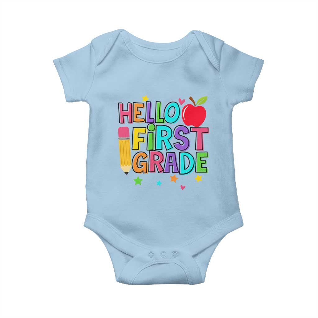 Hello First Grade Teacher Baby Onesie Back To School 1st Grade Team - Wonder Print Shop