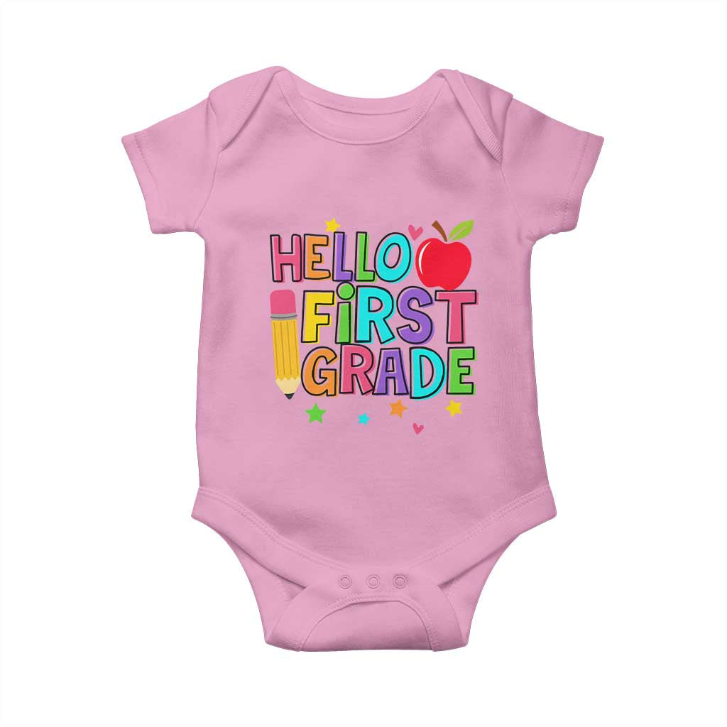 Hello First Grade Teacher Baby Onesie Back To School 1st Grade Team - Wonder Print Shop