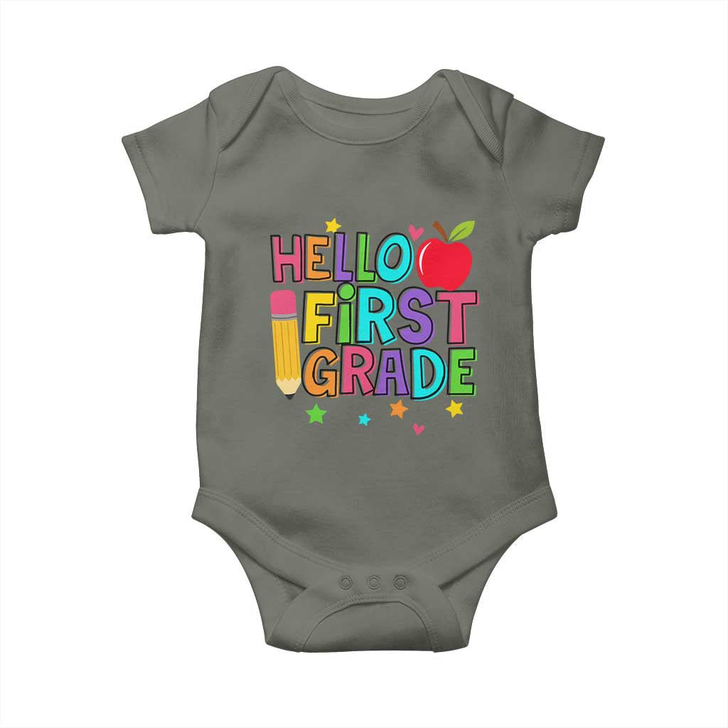 Hello First Grade Teacher Baby Onesie Back To School 1st Grade Team - Wonder Print Shop