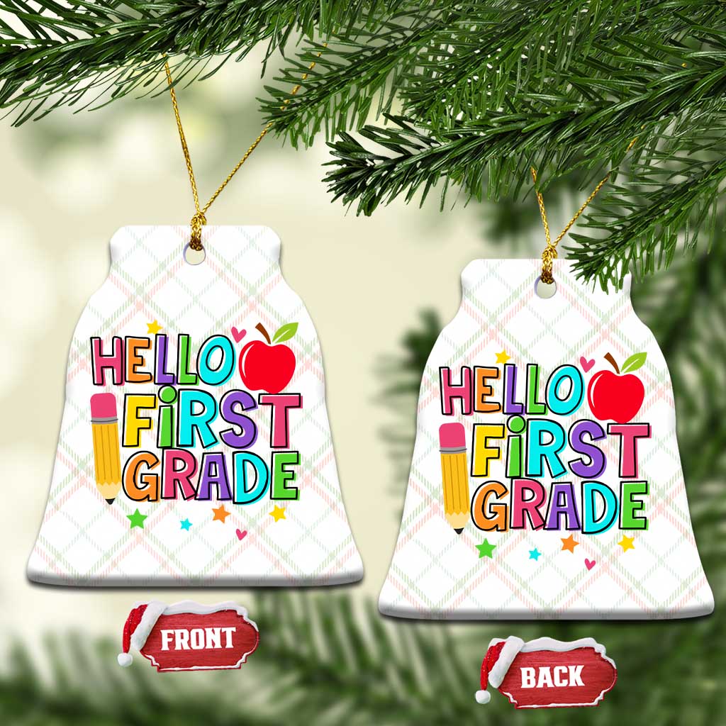 Hello First Grade Teacher Ceramic Ornament Back To School 1st Grade Team - Wonder Print Shop