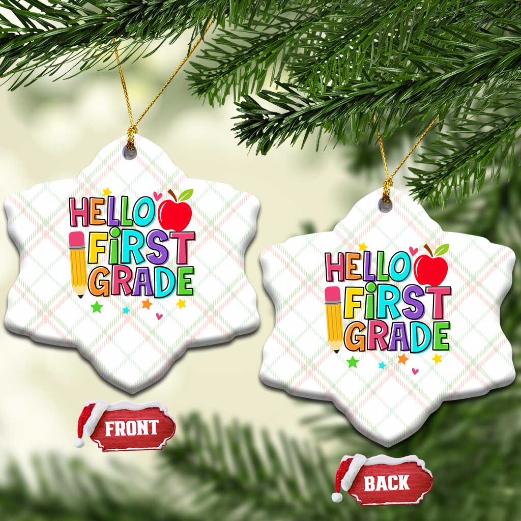 Hello First Grade Teacher Ceramic Ornament Back To School 1st Grade Team - Wonder Print Shop