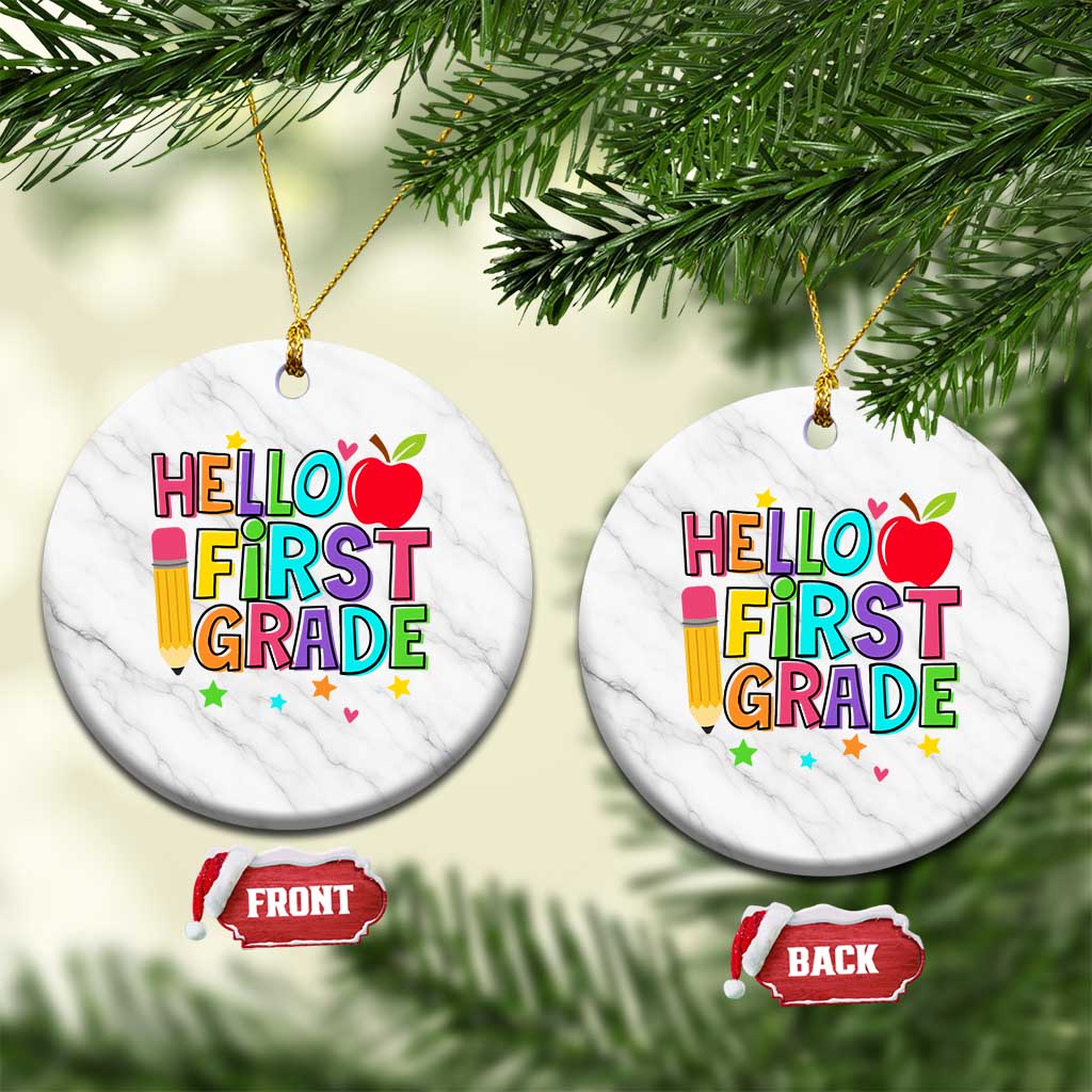 Hello First Grade Teacher Ceramic Ornament Back To School 1st Grade Team - Wonder Print Shop