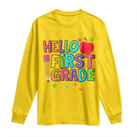 Hello First Grade Teacher Long Sleeve Shirt Back To School 1st Grade Team - Wonder Print Shop