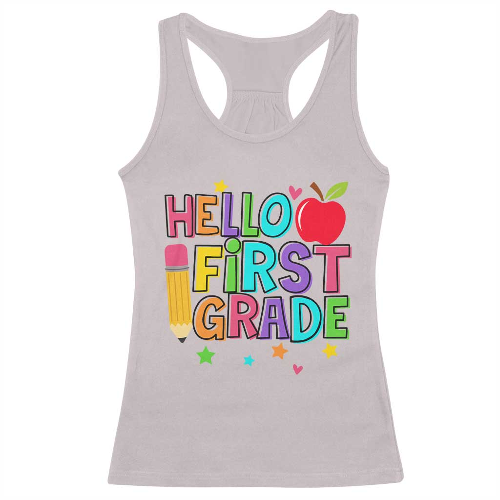 Hello First Grade Teacher Racerback Tank Top Back To School 1st Grade Team - Wonder Print Shop