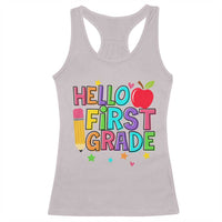 Hello First Grade Teacher Racerback Tank Top Back To School 1st Grade Team - Wonder Print Shop