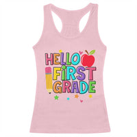 Hello First Grade Teacher Racerback Tank Top Back To School 1st Grade Team - Wonder Print Shop