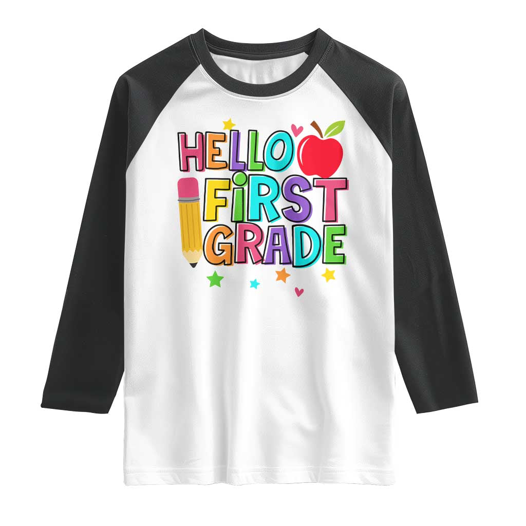 Hello First Grade Teacher Raglan Shirt Back To School 1st Grade Team - Wonder Print Shop