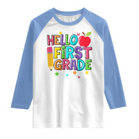 Hello First Grade Teacher Raglan Shirt Back To School 1st Grade Team - Wonder Print Shop