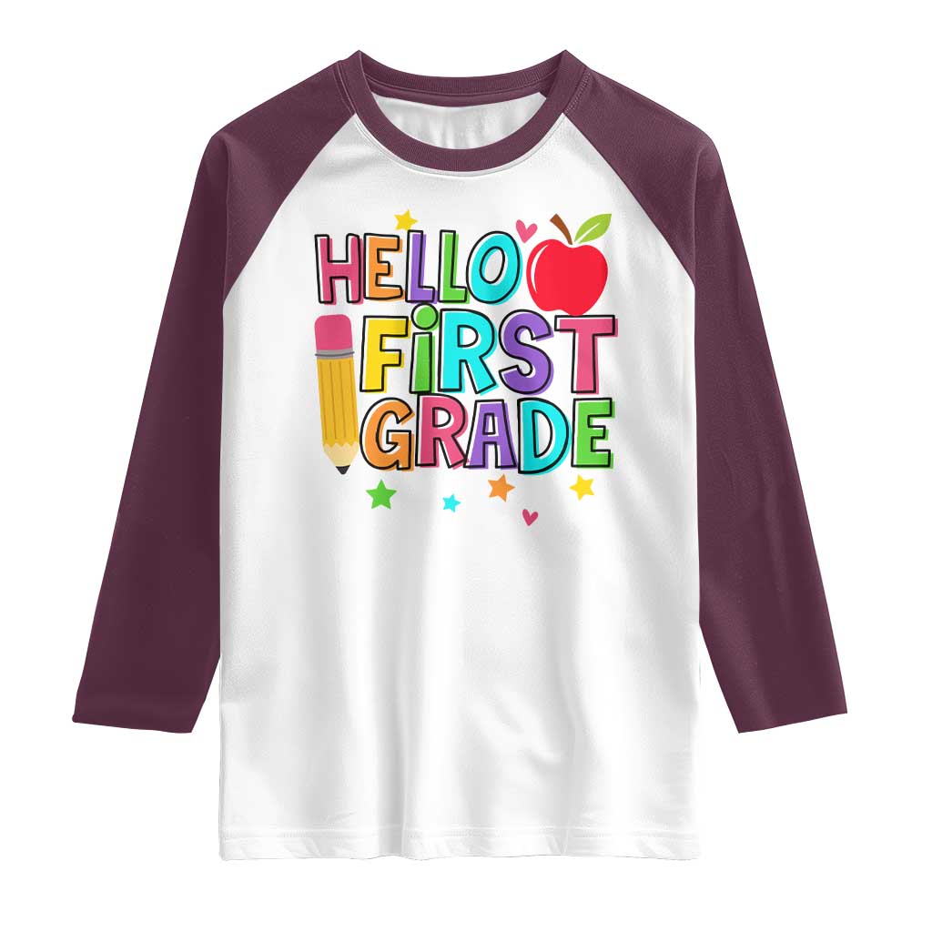Hello First Grade Teacher Raglan Shirt Back To School 1st Grade Team - Wonder Print Shop