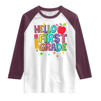 Hello First Grade Teacher Raglan Shirt Back To School 1st Grade Team - Wonder Print Shop