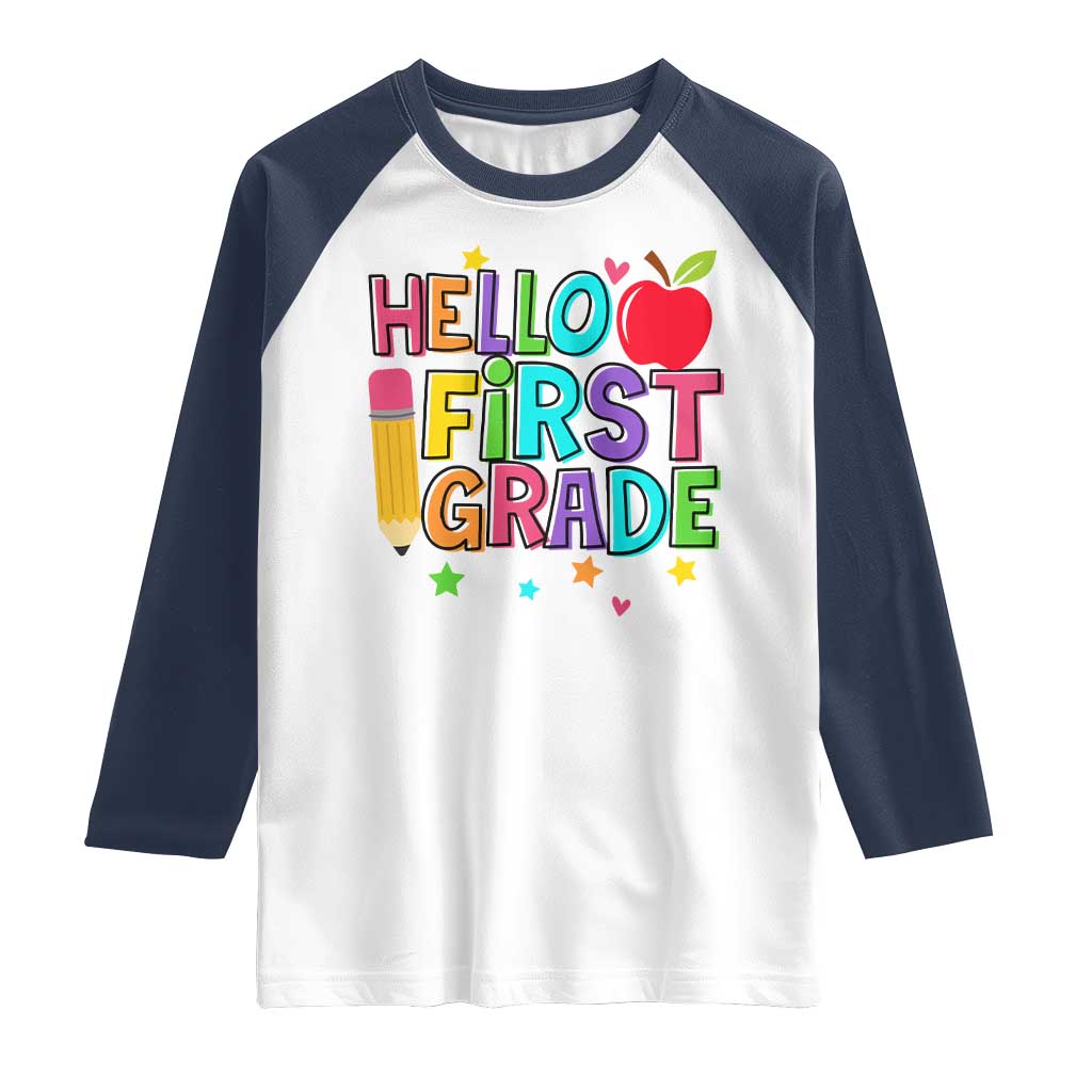 Hello First Grade Teacher Raglan Shirt Back To School 1st Grade Team - Wonder Print Shop