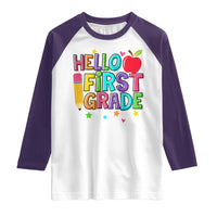 Hello First Grade Teacher Raglan Shirt Back To School 1st Grade Team - Wonder Print Shop