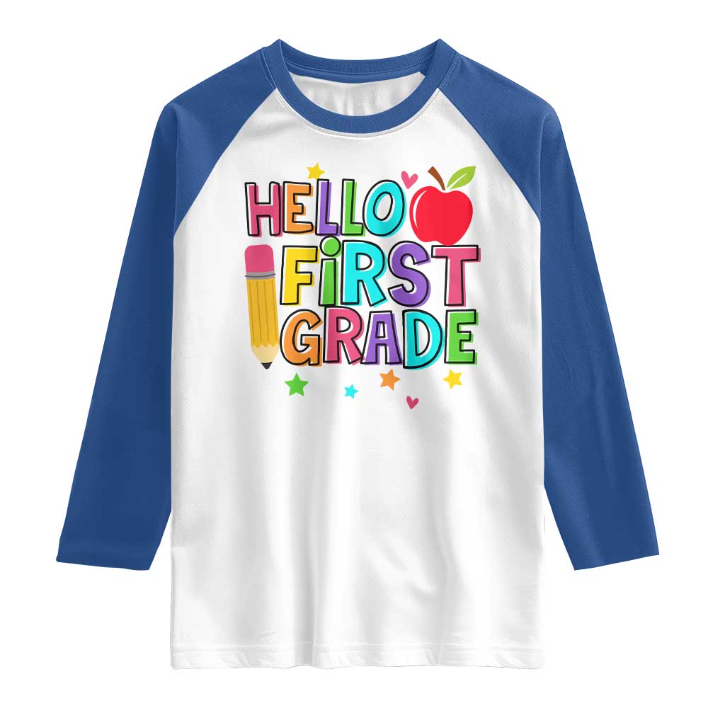 Hello First Grade Teacher Raglan Shirt Back To School 1st Grade Team - Wonder Print Shop