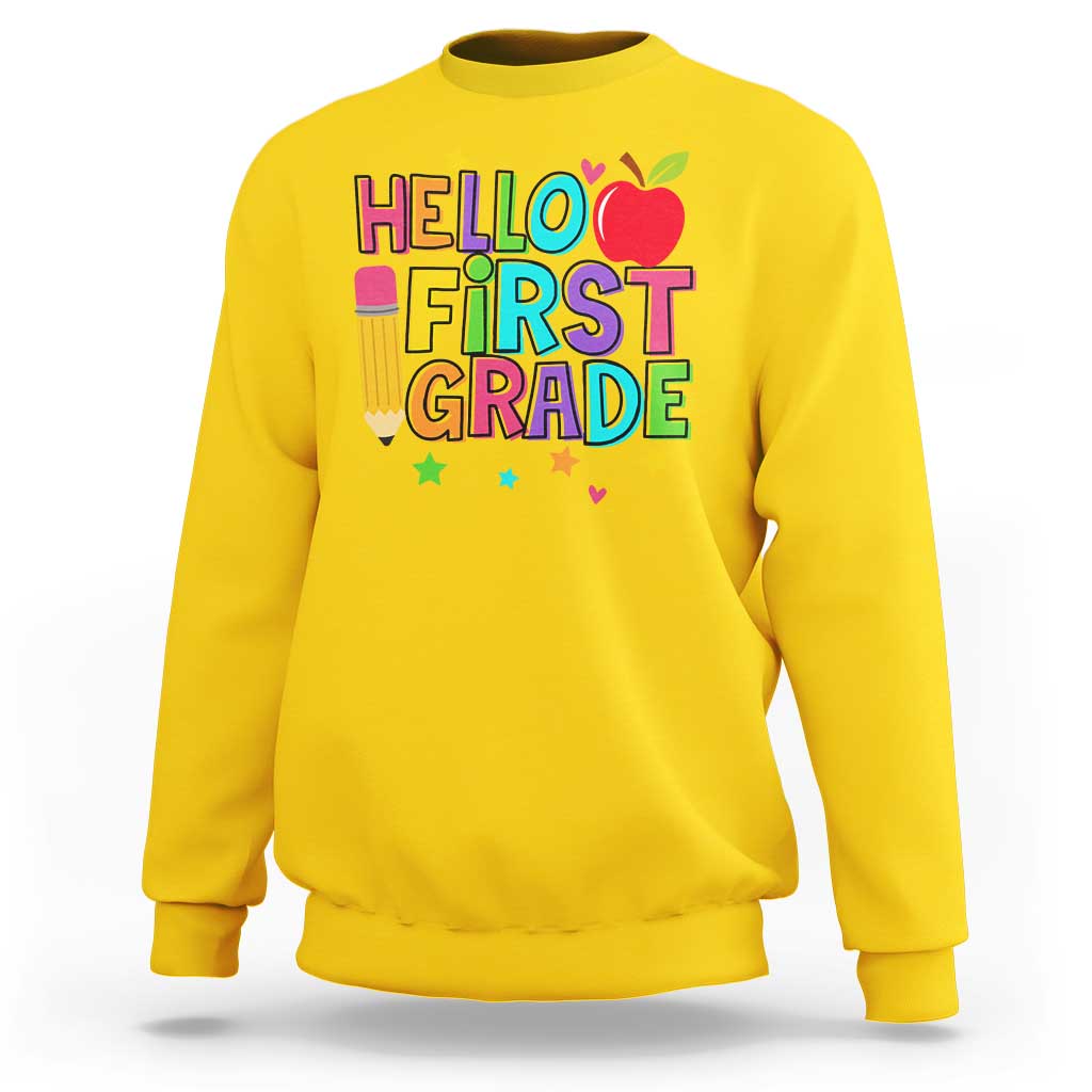 Hello First Grade Teacher Sweatshirt Back To School 1st Grade Team - Wonder Print Shop
