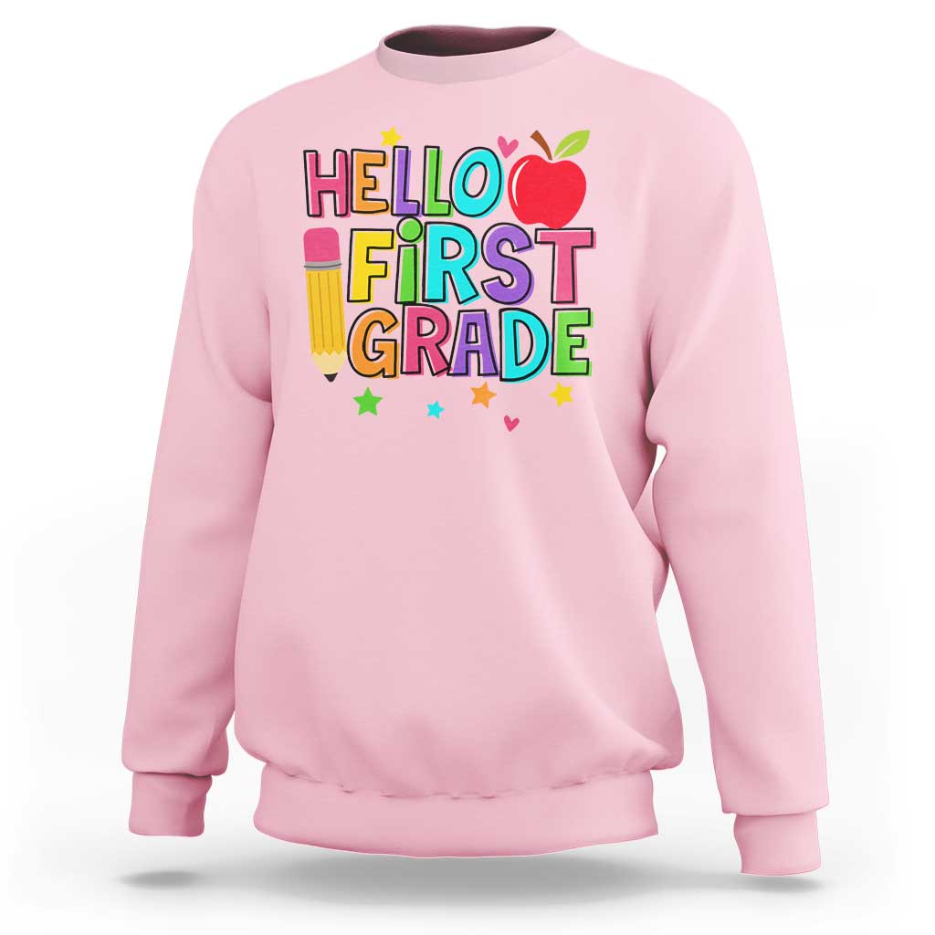 Hello First Grade Teacher Sweatshirt Back To School 1st Grade Team - Wonder Print Shop