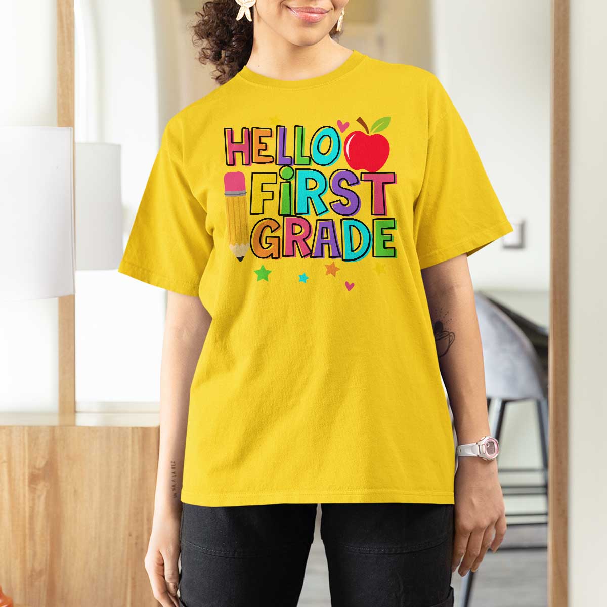 Hello First Grade Teacher T Shirt For Women Back To School 1st Grade Team - Wonder Print Shop