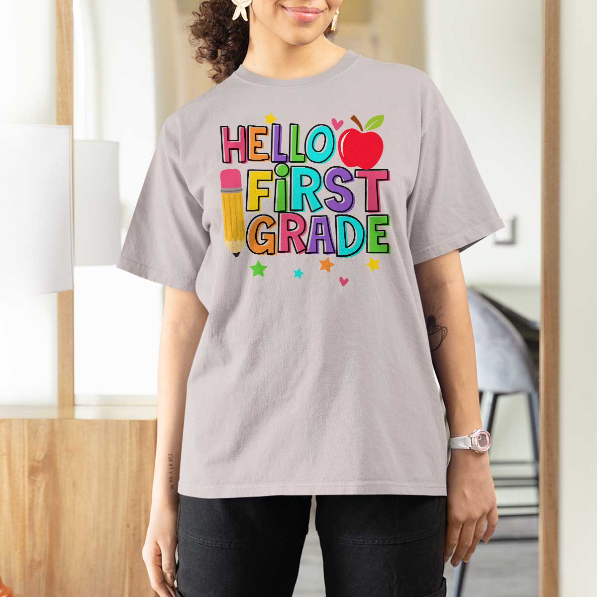 Hello First Grade Teacher T Shirt For Women Back To School 1st Grade Team - Wonder Print Shop