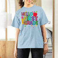 Hello First Grade Teacher T Shirt For Women Back To School 1st Grade Team - Wonder Print Shop