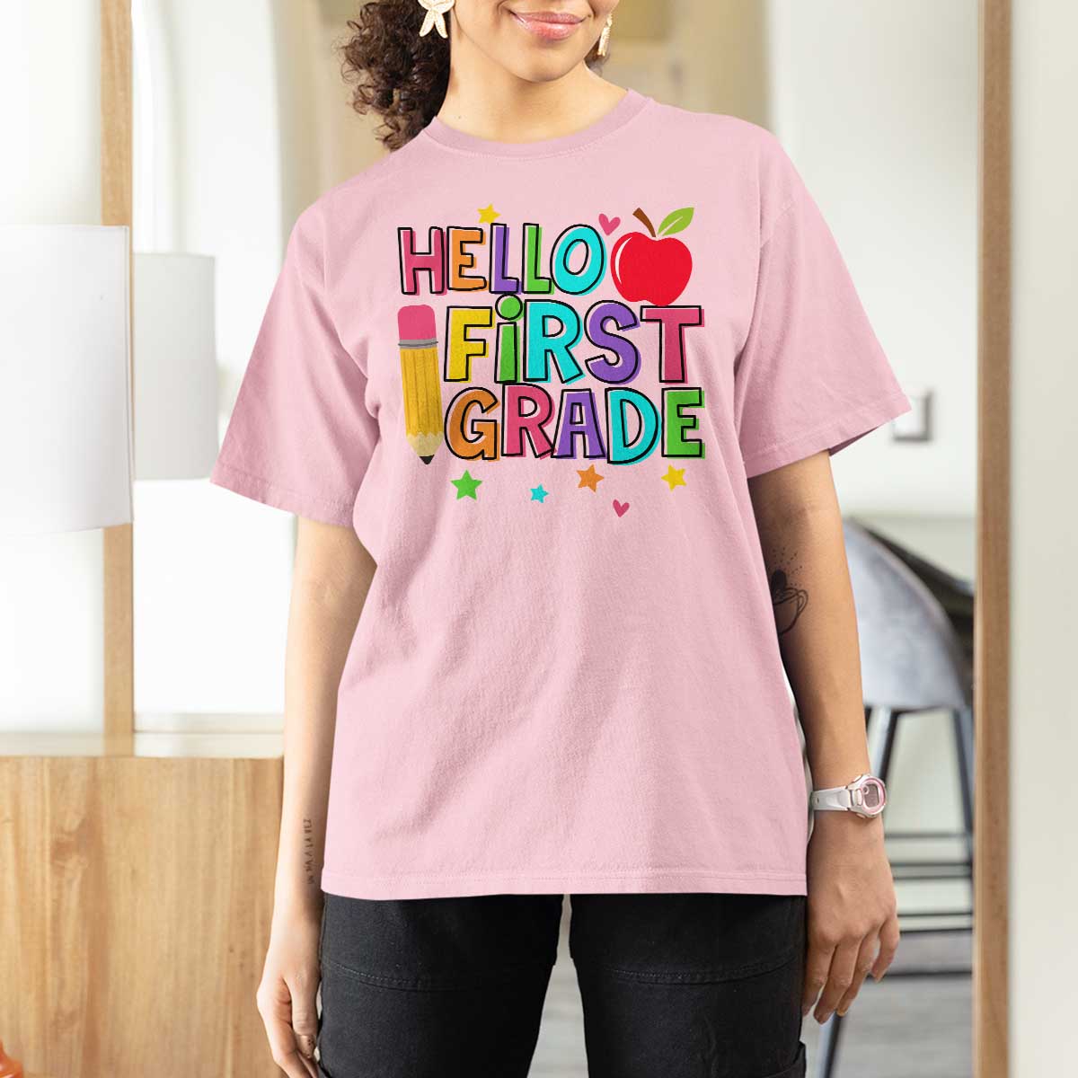 Hello First Grade Teacher T Shirt For Women Back To School 1st Grade Team - Wonder Print Shop