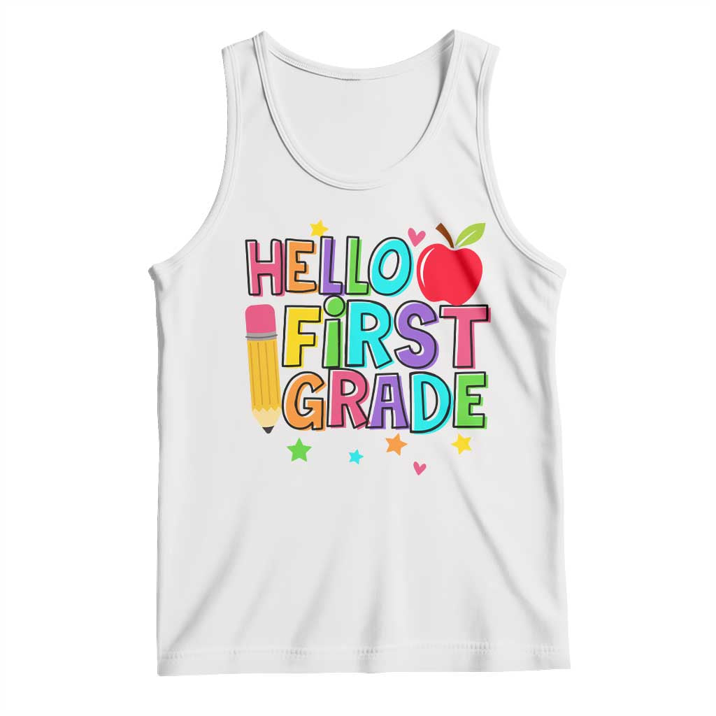 Hello First Grade Teacher Tank Top Back To School 1st Grade Team - Wonder Print Shop